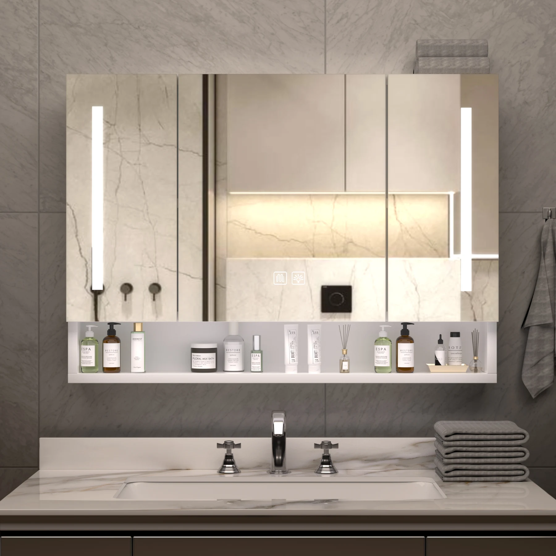 LED Mirrored Bathroom Cabinet