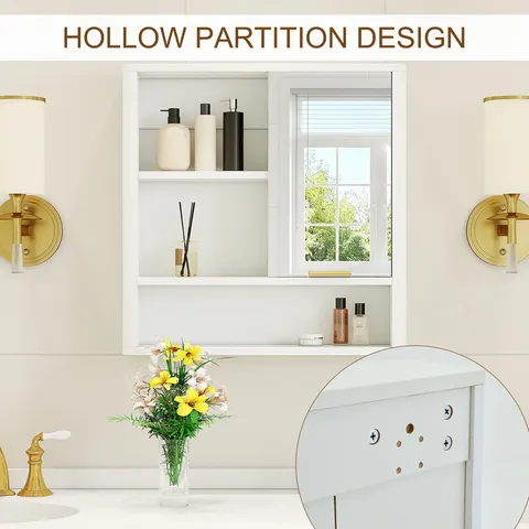 Mirror Cabinet with Open Shelves & Gold Accent - image 10