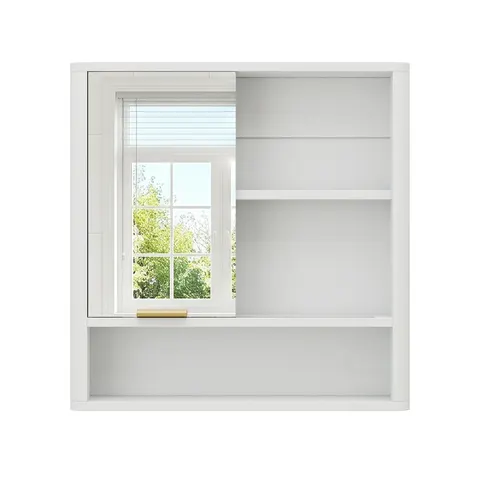 Mirror Cabinet with Open Shelves & Gold Accent - image 13