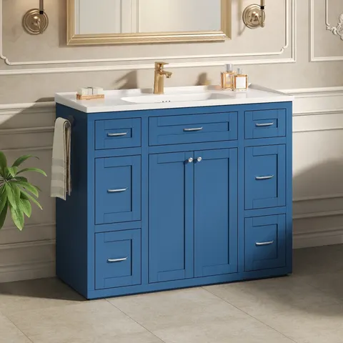Navy Blue Vanity with Ceramic Sink - image 1