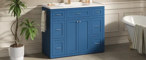 Navy Blue Vanity with Ceramic Sink - image 2