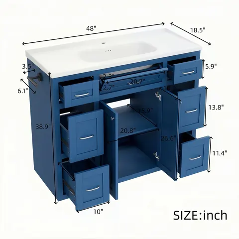 Navy Blue Vanity with Ceramic Sink - image 9