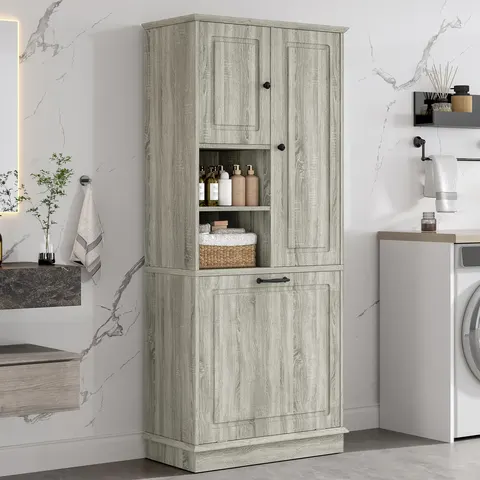 Tall Storage Cabinet with Flip-Out Basket - image 5