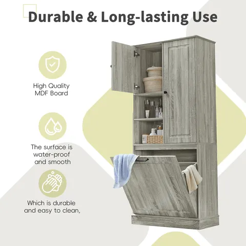 Tall Storage Cabinet with Flip-Out Basket - image 6