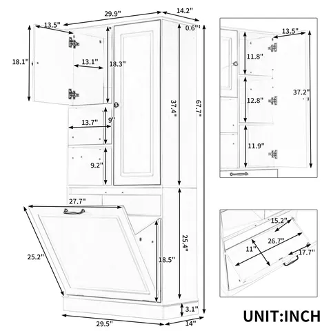 Tall Storage Cabinet with Flip-Out Basket - image 9