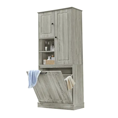 Tall Storage Cabinet with Flip-Out Basket - image 13