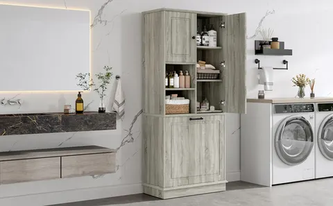 Tall Storage Cabinet with Flip-Out Basket - image 26