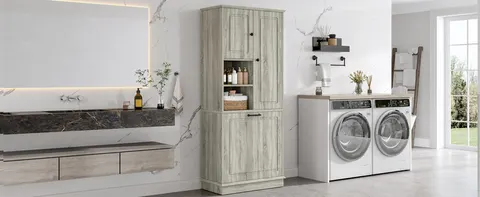 Tall Storage Cabinet with Flip-Out Basket - image 29