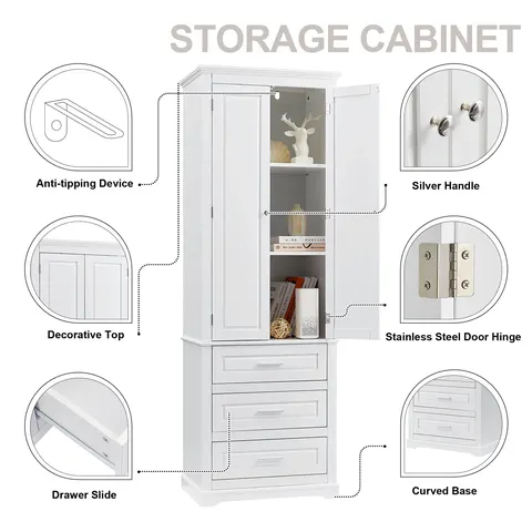 Tall Storage Cabinet with Three Drawers - image 4