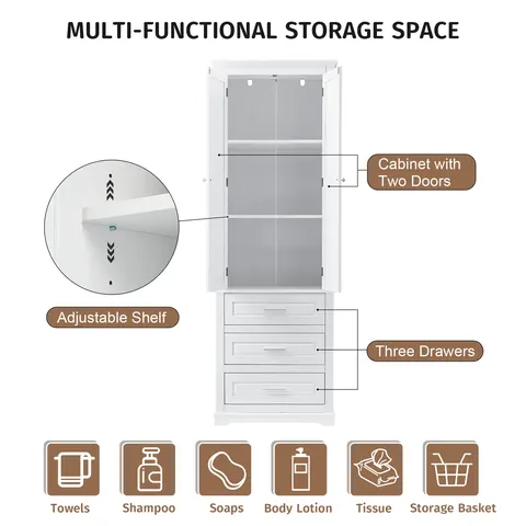 Tall Storage Cabinet with Three Drawers - image 5