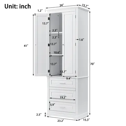 Tall Storage Cabinet with Three Drawers - image 7
