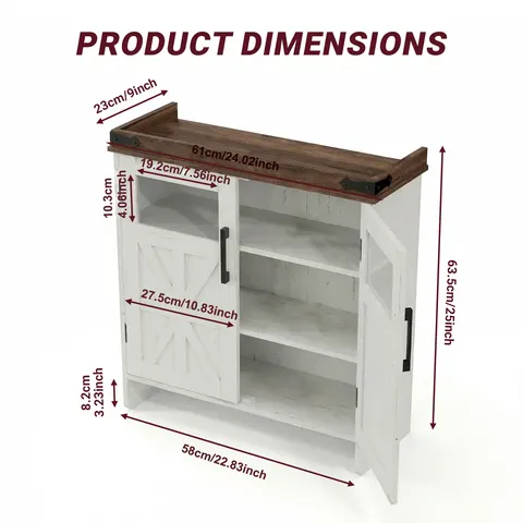 Wall Cabinet with Adjustable Shelves & Hooks - image 3