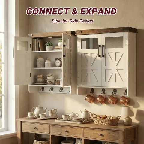 Wall Cabinet with Adjustable Shelves & Hooks - image 9